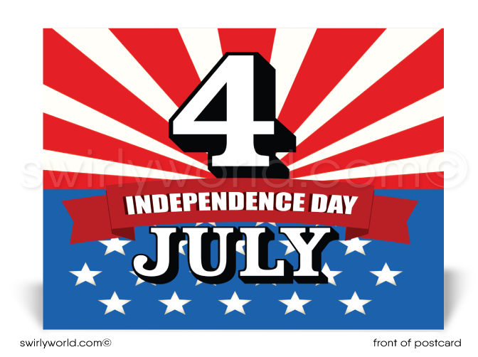 American Patriotic July 4th Happy Independence Day Postcards for Business