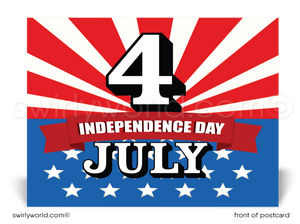 American Patriotic July 4th Happy Independence Day Postcards for Business