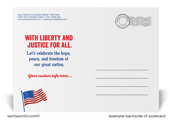 American Patriotic Happy Independence Day July 4th Postcards for Business