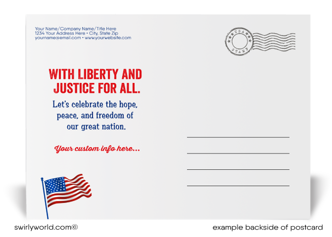 American Patriotic Happy Independence Day July 4th Postcards for Business