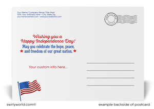  Vintage Patriotic Red, White, and Blue Retro Stars July 4th Postcards for Business