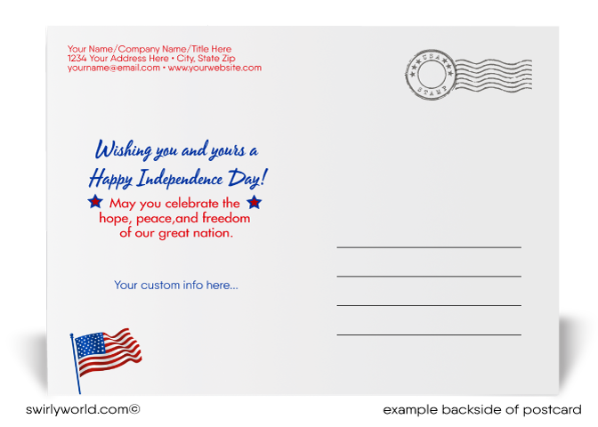 Modern Patriotic Happy 4th of July Independence Day Postcards for Business