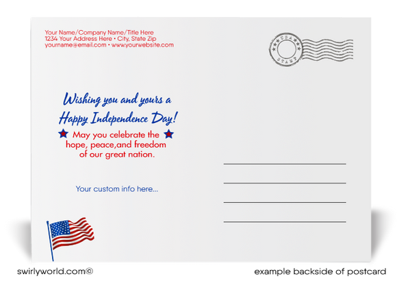 Modern Patriotic Happy 4th of July Independence Day Postcards for Business