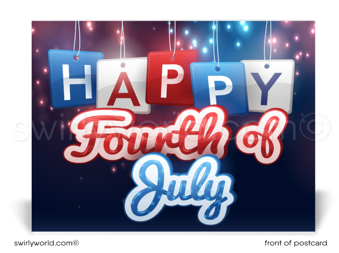 Modern Patriotic Happy 4th of July Independence Day Postcards for Business
