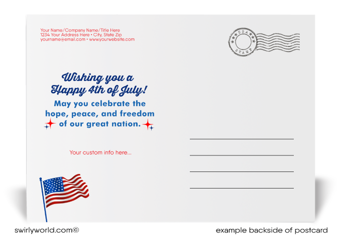 Patriotic Star Red, White, and Blue Happy 4th of July Independence Day Postcards