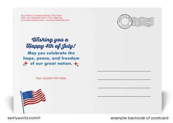 Patriotic Star Red, White, and Blue Happy 4th of July Independence Day Postcards