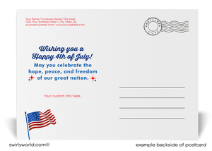 Patriotic Star Red, White, and Blue Happy 4th of July Independence Day Postcards