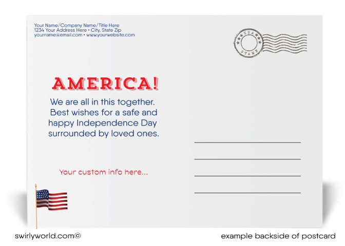 Retro Modern Happy Birthday America Patriotic Independence Day July 4th Postcards