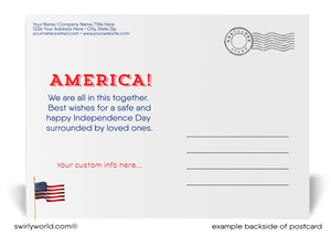 Retro Modern Happy Birthday America Patriotic Independence Day July 4th Postcards