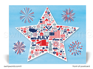 Happy 4th of July Patriotic Retro Modern Star American Independence Day Postcards
