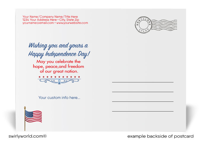 Vintage Retro Americana Patriotic Happy 4th of July Postcards for Business