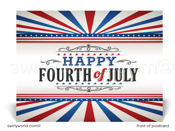 Vintage Retro Americana Patriotic Happy 4th of July Postcards for Business