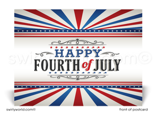 Vintage Retro Americana Patriotic Happy 4th of July Postcards for Business