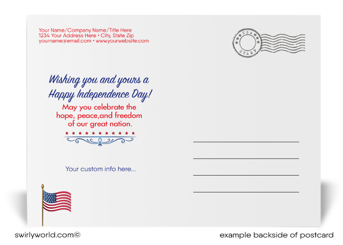Rustic Americana Patriotic Happy Fourth 4th of July Independence Day Postcards