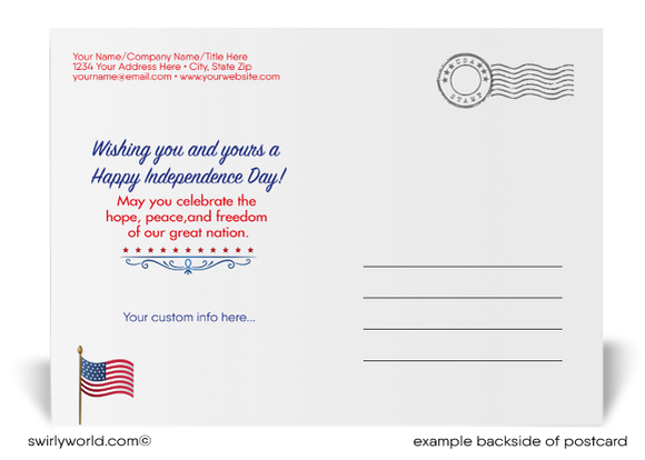 Rustic Americana Patriotic Happy Fourth 4th of July Independence Day Postcards