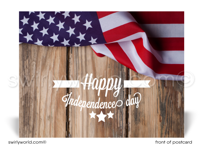 Rustic Americana Patriotic Happy Fourth 4th of July Independence Day Postcards