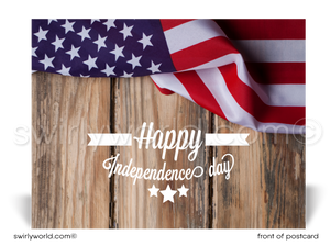 Rustic Americana Patriotic Happy Fourth 4th of July Independence Day Postcards