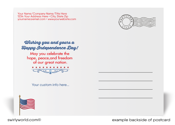 Patriotic Americana Happy 4th of July Independence Day Postcards for Business