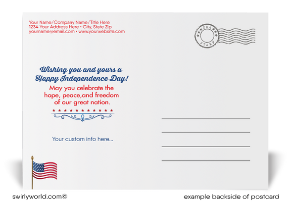 Patriotic Americana Happy 4th of July Independence Day Postcards for Business