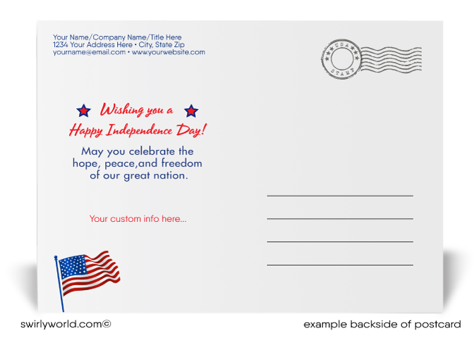 American Flag Patriotic USA Happy 4th of July Independence Day Postcards