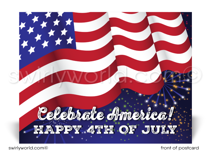 American Flag Patriotic USA Happy 4th of July Independence Day Postcards