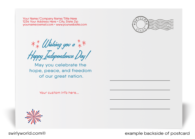 Retro Mid-Century Modern Fireworks Happy 4th of July Independence Day Postcards