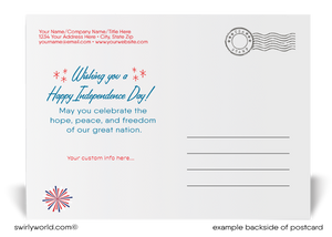 Retro Mid-Century Modern Fireworks Happy 4th of July Independence Day Postcards