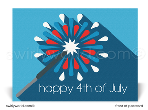 Retro Mid-Century Modern Fireworks Happy 4th of July Independence Day Postcards