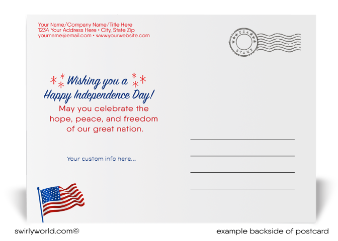Patriotic American Flag Happy 4th of July Independence Day Postcards for Business