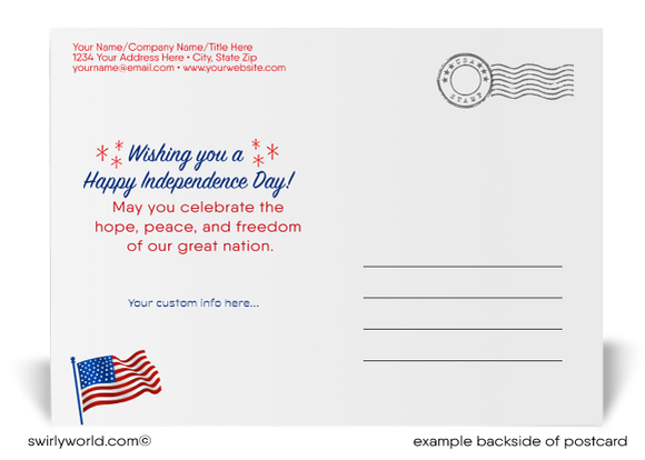 Professional Patriotic American Happy Fourth of July Independence Day Postcards