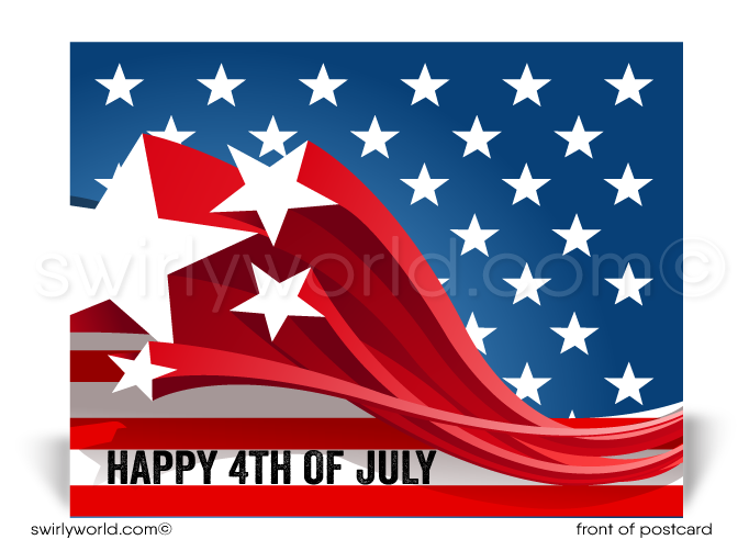 Patriotic American Flag Happy 4th of July Independence Day Postcards for Business