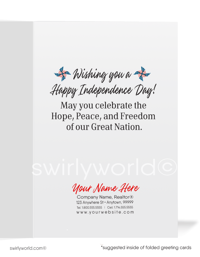 Real Estate Patriotic American Flag Fourth 4th of July Greeting Cards for Realtors®