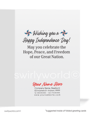 Real Estate Patriotic American Flag Fourth 4th of July Greeting Cards for Realtors®