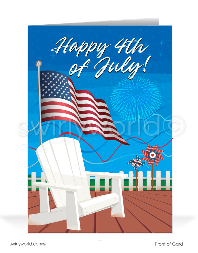 Real Estate Patriotic American Flag Fourth 4th of July Greeting Cards for Realtors®