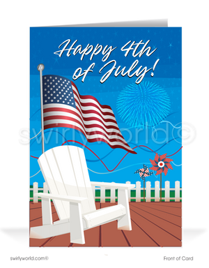 Real Estate Patriotic American Flag Fourth 4th of July Greeting Cards for Realtors®