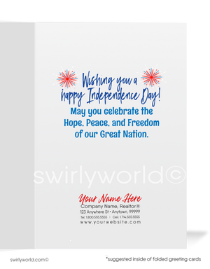 Patriotic 4th of July Greeting Cards for Realtors® – Customizable with Name & Logo