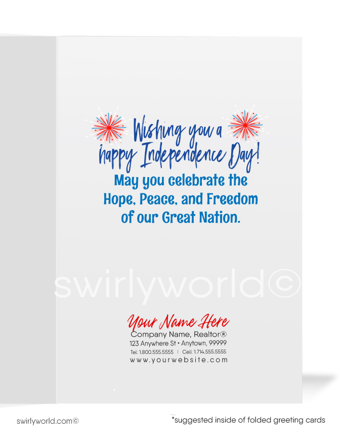 Digital Client Happy Fourth 4th of July Cards Independence Day Marketing for Realtors®