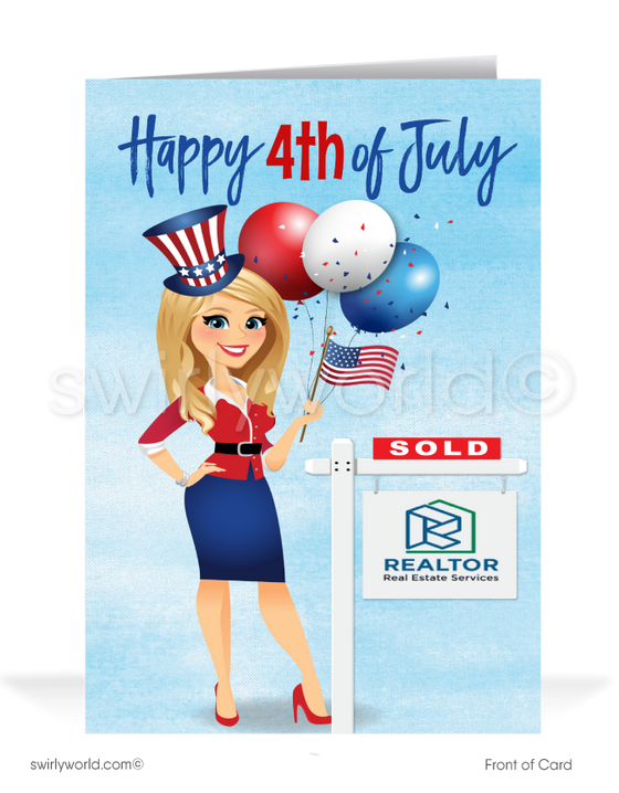 Client Happy Fourth 4th of July Cards Independence Day Marketing for Realtors®