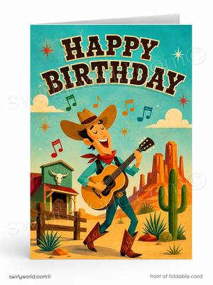 Vintage Happy Birthday Singing Cowboy Card