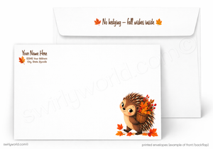 Happy Fall Hedgehog Retro Autumn Greeting Card