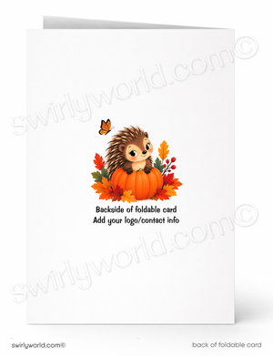 Happy Fall Hedgehog Retro Autumn Greeting Card