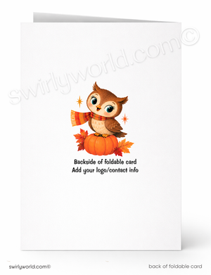 Happy Fall Owl Autumn Retro Greeting Card