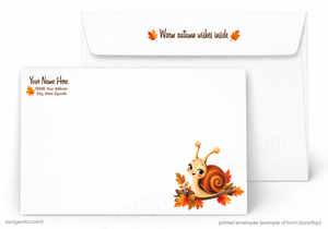 Happy Fall Snail on Mushroom Retro Greeting Card