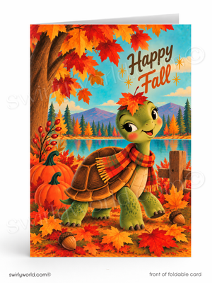 Happy Fall Turtle Autumn Greeting Card