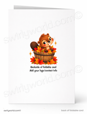 Happy Fall Y’all Beaver Autumn Greeting Card