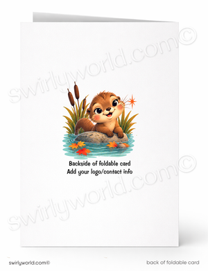Happy Fall Y’all Otter Autumn Retro Greeting Card