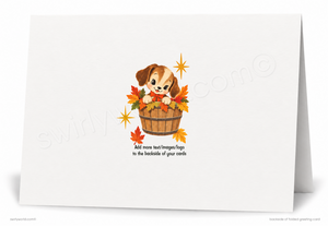 "Happy Fall Y'all" Printed Greeting Card - Autumn Leaves & Pumpkin Design