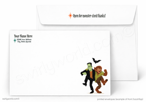 Halloween Greeting Card, Retro Classic Monster Crew, Vintage Ride
