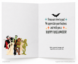Halloween Greeting Card, Retro Classic Monster Crew, Vintage Ride
