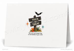 Realtor-Themed Halloween Greeting Card - Haunted House & Jack-O'-Lanterns Design